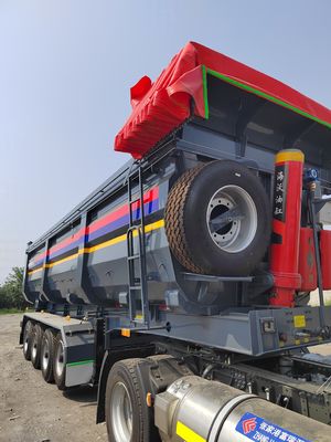 Remolque de transporte de granos auto descargable de color personalizado 8000-9000mm Base de ruedas y más