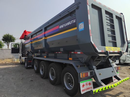 Remolque de transporte de granos auto descargable de color personalizado 8000-9000mm Base de ruedas y más